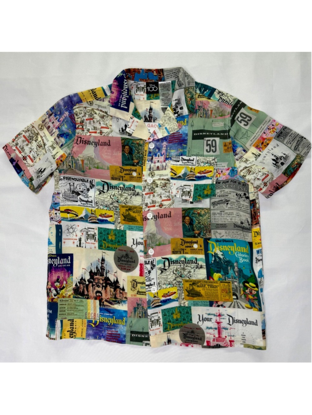 Disneyland Disney100 Eras Woven Button Down Shirt Boys 7/8